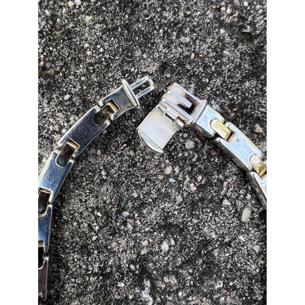 VTG TIFFANY & CO 925-750 Two Tone H Bar Flat Mechanical Link Necklace - Picture 8 of 12